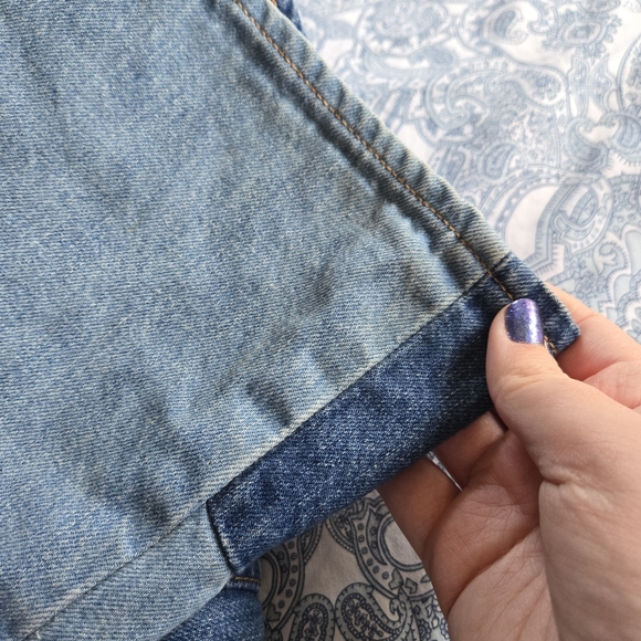 Levi's Anthro Anthropologie Patchwork Patch Blue Denim Jean Mini Skirt 29 - Picture 8 of 12